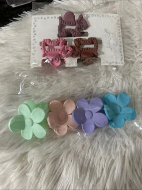 Kids Flower Hair Clips - Pastel Pink, Lavender, Mint & Blue - (Brand)